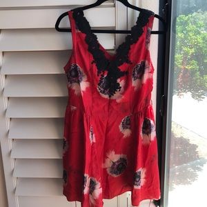 Red Floral Silk & Lace Mini Dress from Antropologie! 👗